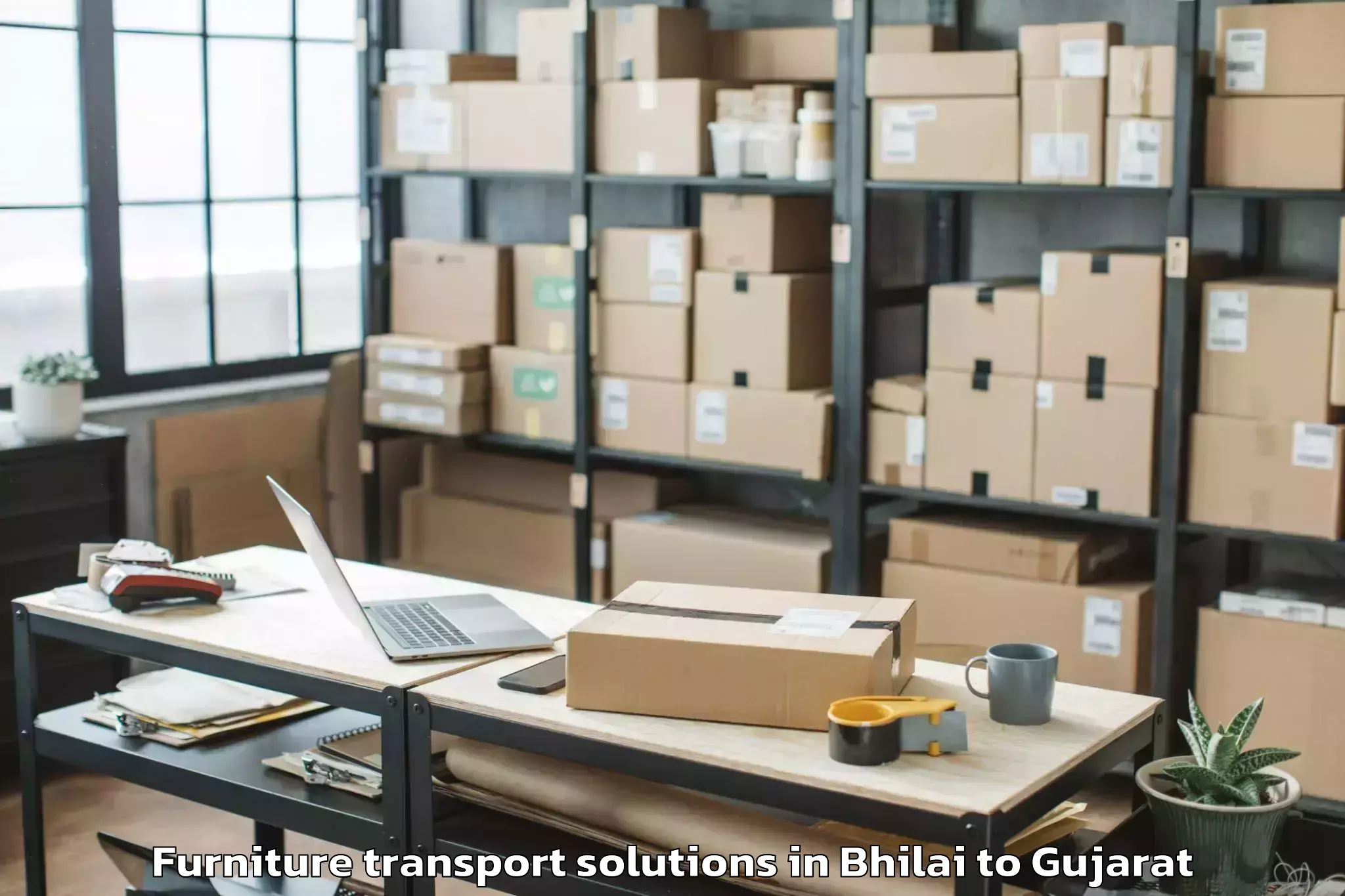 Professional Bhilai to Karjan Furniture Transport Solutions